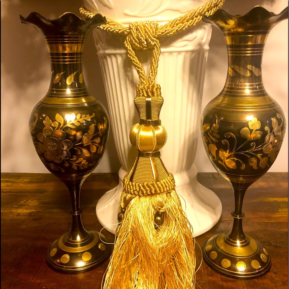Vintage Brass Vase Pair